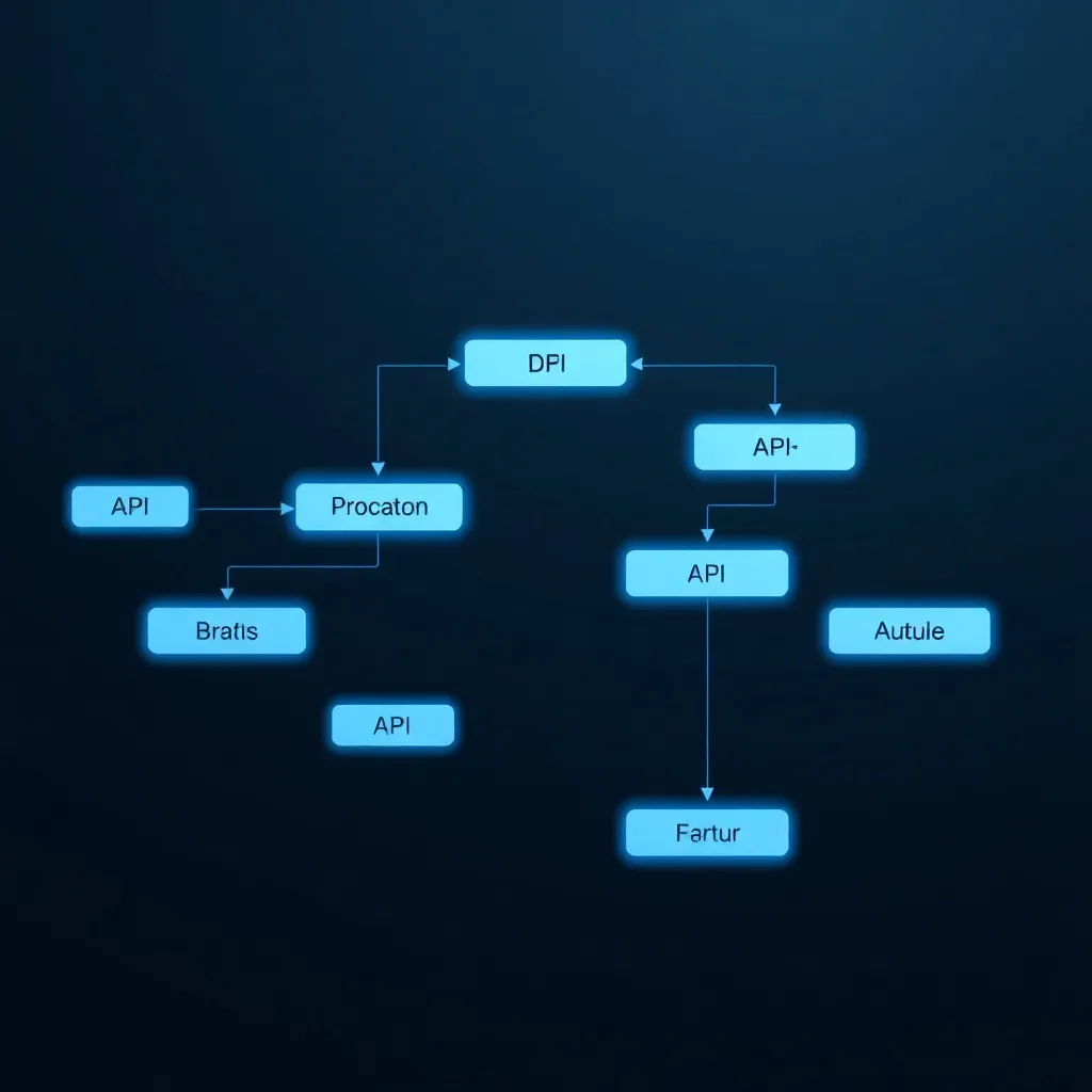 A technical, minimalist architectural diagram of API data fl